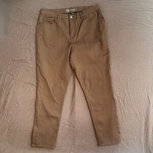 DG2 Diane Gilman Women's Brown Stretch Denim‎ Pants Size 16W High Waist Trousers